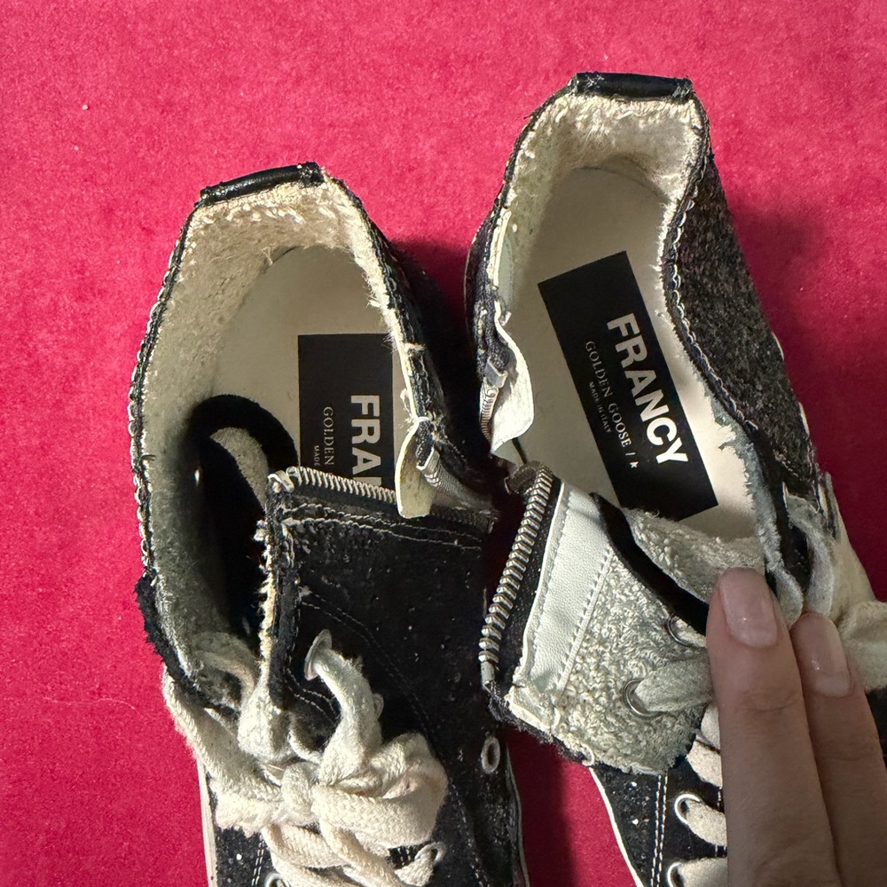 Golden Goose Black Glitter High-Top Sneakers with White Star - Picture 4 of 13